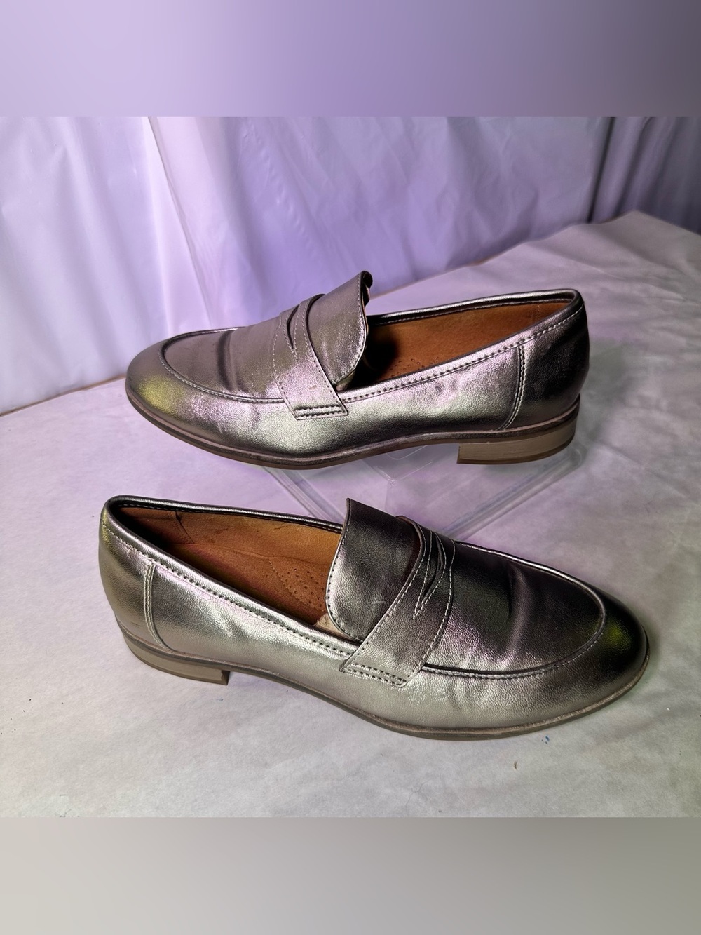 Clarks Metallic Silver Penny Loafers for Men